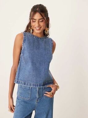Abercrombie & Fitch Light Blue Denim Shell Tank